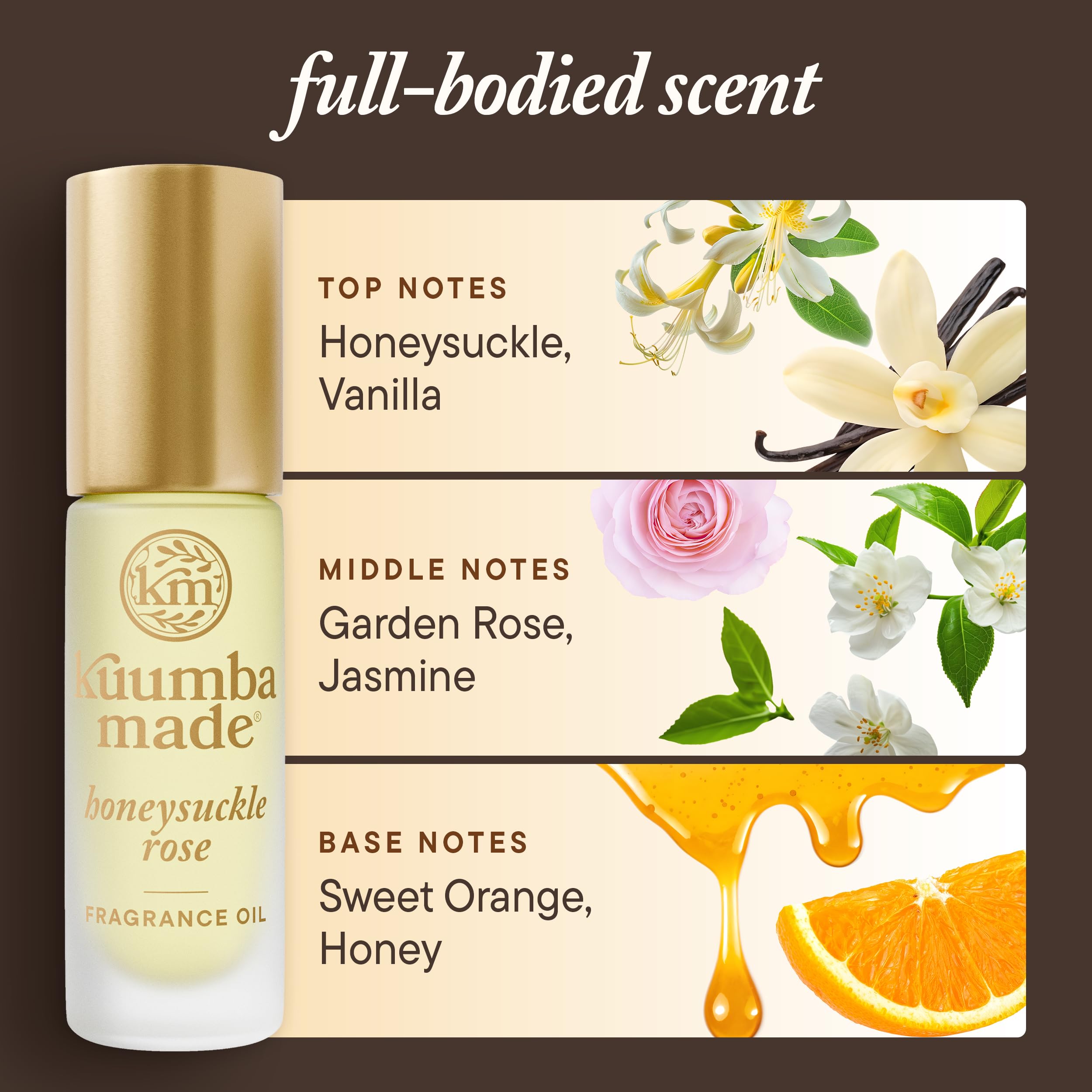 Kuumba Made Honeysuckle Rose Fragrance Oil, Long-Lasting Scented Oil Perfume Roller, Vegan, Alcohol-Free, 0.15 Fl Oz