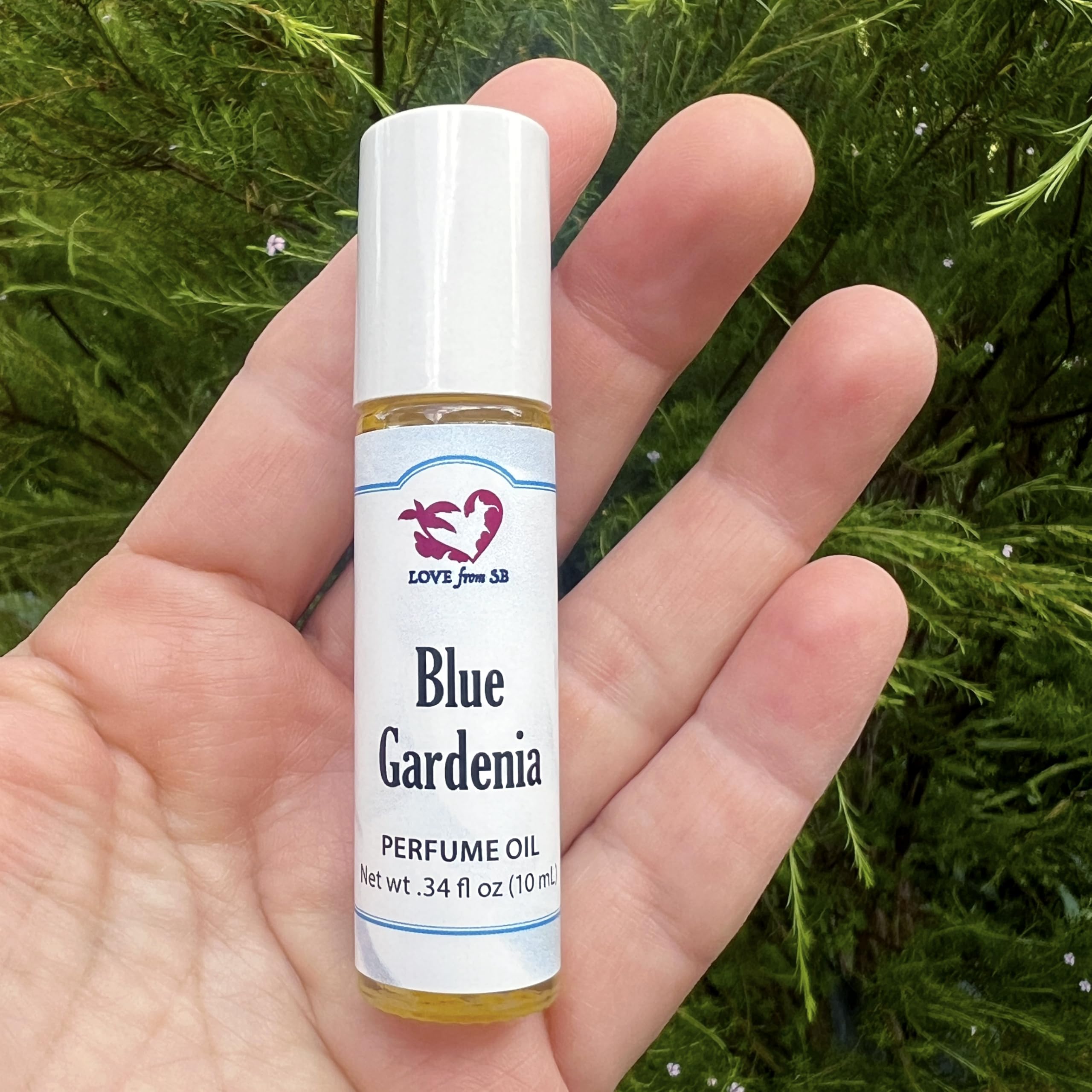 Blue Gardenia Perfume Oil | .03 oz/10 ml Roll On Bottle with Organic Jojoba Oil | Made in Santa Barbara, California (Blue Gardenia)