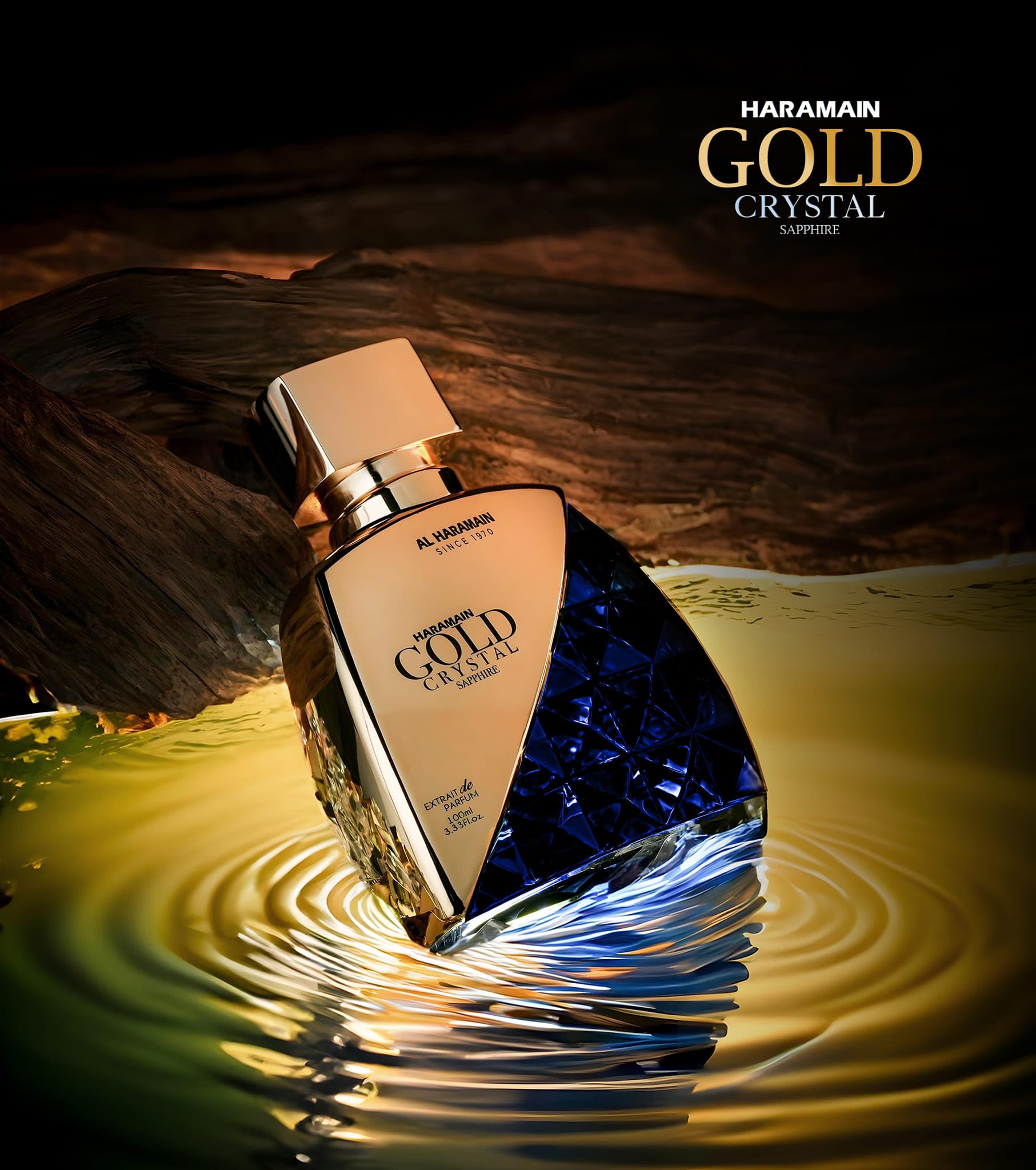 Al Haramain Gold Crystal Sapphire Extrait de Parfum Spray for Women, 3.4 Ounce