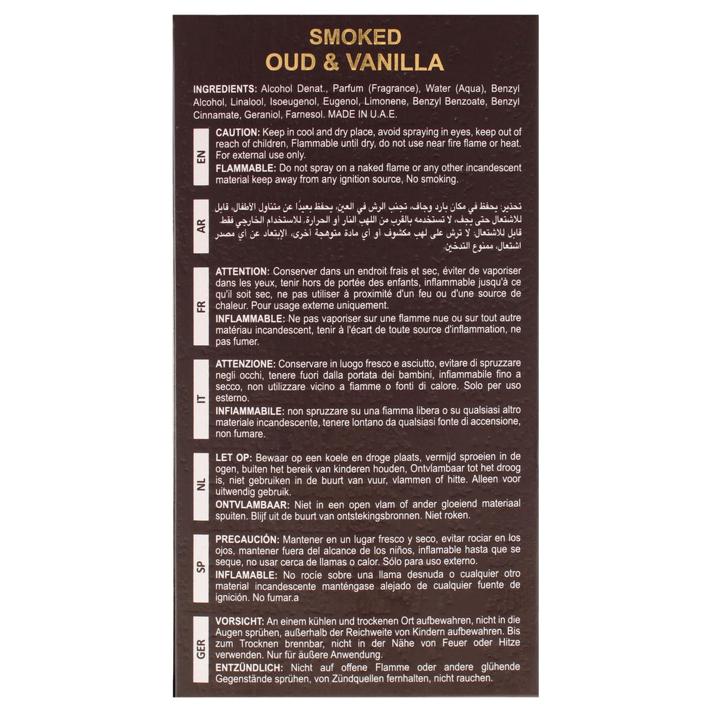 Smoked Oud And Vanilla by Maison Alhambra for Men - 3.4 oz EDP Spray