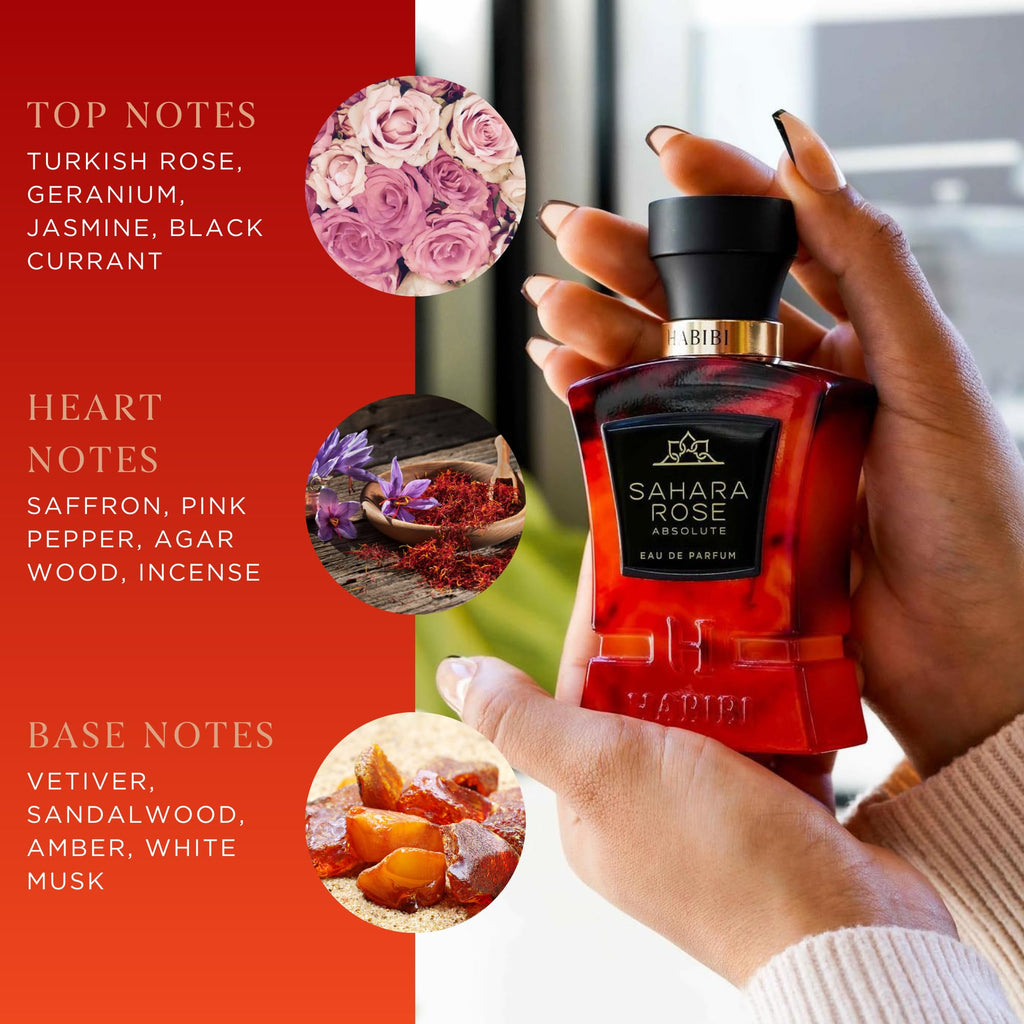 H HABIBI Honey Oud & Tobacco Honey Perfume and Sahara Rose Absolute for Men & Women - Woody, Smokey, Sweet, Spicy & Musky Notes with Sandalwood, Amber, & White Musk - Romantic Long-Lasting Eau de Par