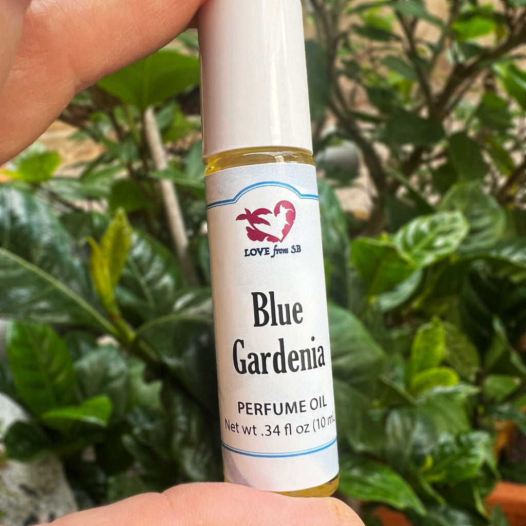 Blue Gardenia Perfume Oil | .03 oz/10 ml Roll On Bottle with Organic Jojoba Oil | Made in Santa Barbara, California (Blue Gardenia)