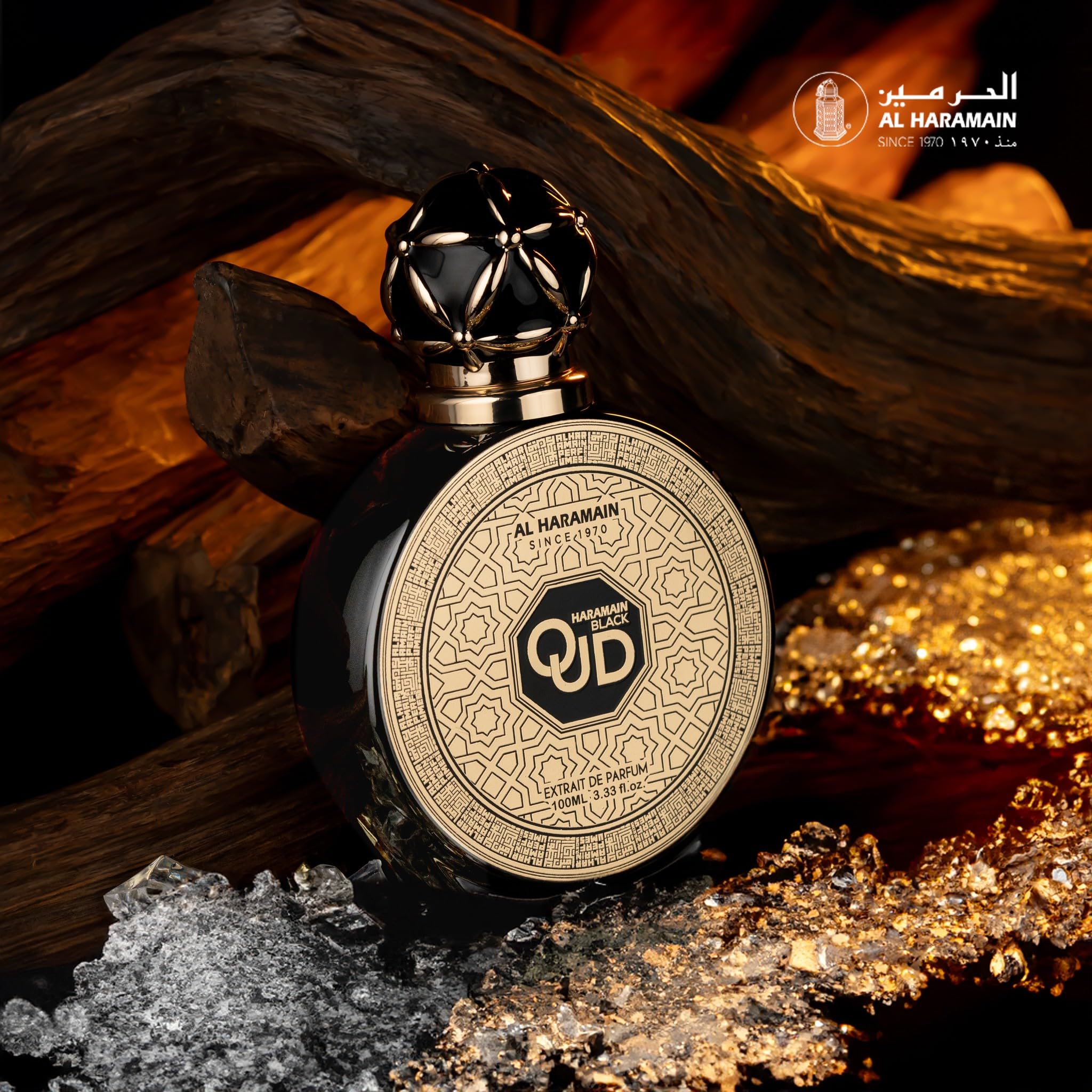 Al Haramain Black Oud Extrait de Parfum Spray for Men, 3.4 Ounce