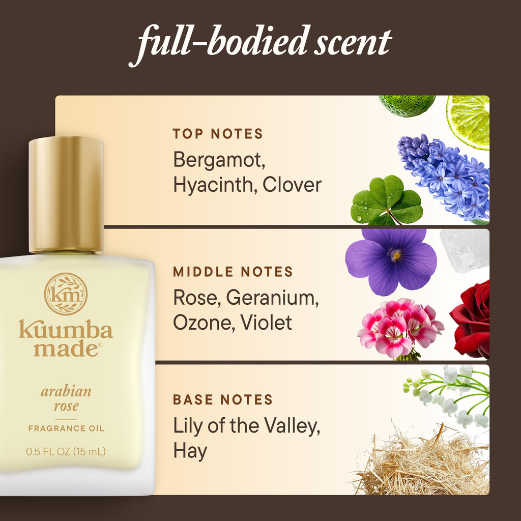 Kuumba Made Arabian Rose Fragrance Oil, Long-Lasting Scented Oil Perfume Roller, Vegan, Alcohol-Free, 0.5 oz