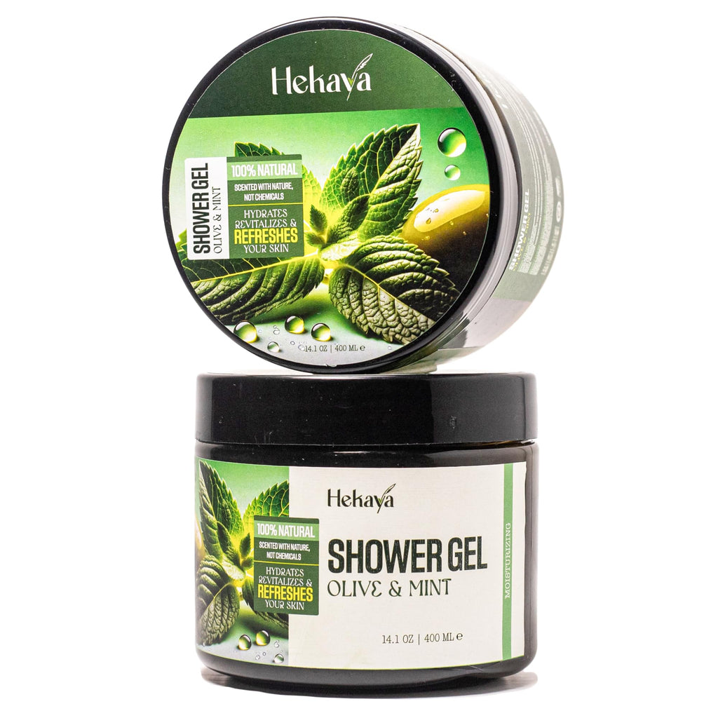 Hekaya Olive Oil & Mint Body Scrub – 14 oz | Deep Exfoliating & Hydrating Scrub for Dry Skin | Refreshing Mint Aroma | Natural Body Exfoliator for Women & Men