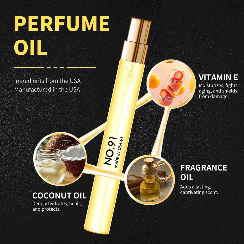 PUREU Pheromone Perfumes Oils for Women，Feromonas Perfumes for Men, Long Lasting Body Oil Fragrance Cologne Wife Christmas Gift Ideas Travel Size 0.4 oz/12 mL (Amber Vanilla)