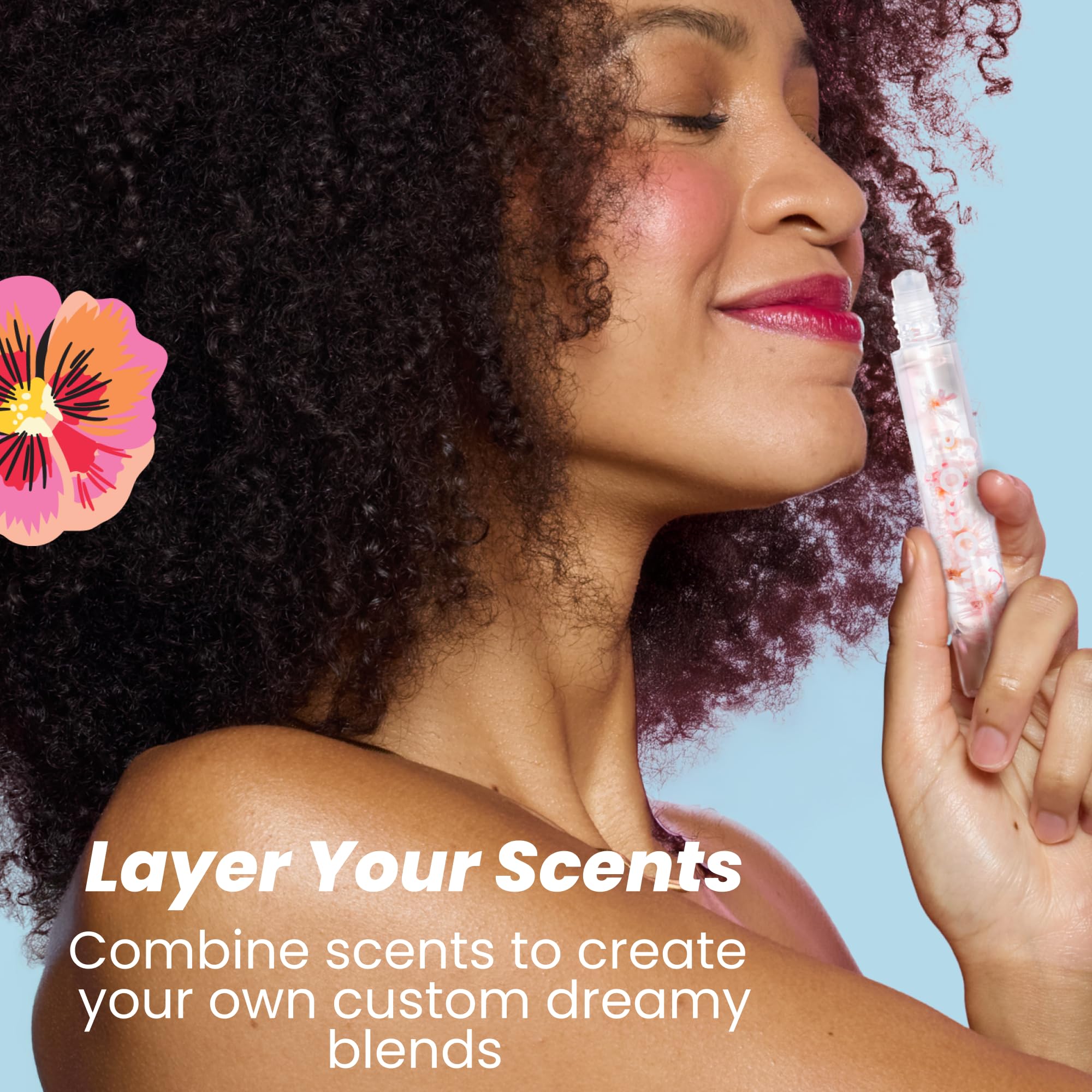 Blossom Roll on Perfume for Women Alcohol Free Rollerball Perfume Oil with Essential Oils, Infused with Real Flowers, Made in USA, 0.20oz, Patchouli Rose