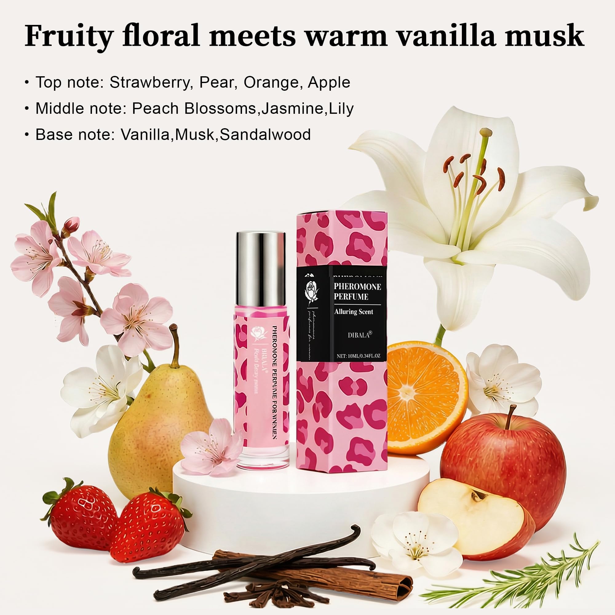 DIBALA Pheromones Perfume for Women | Vanilla Musk Scent, Long Lasting Roll On Perfume Oil 10ml (0.34 fl oz)