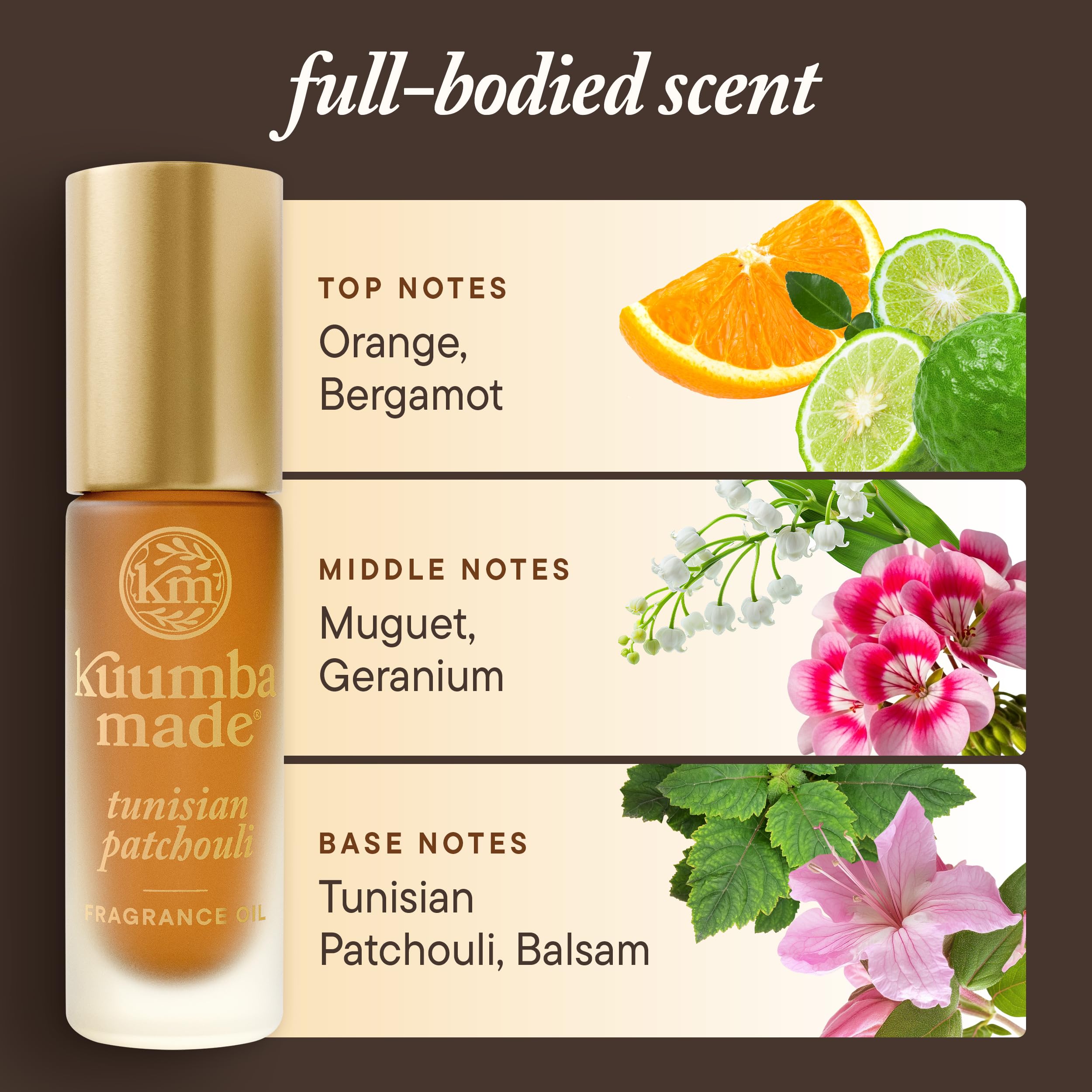 Kuumba Made Tunisian Patchouli Fragrance Oil, Long-Lasting Scented Oil Perfume Roller, Vegan, Alcohol-Free, 0.15 Fl Oz