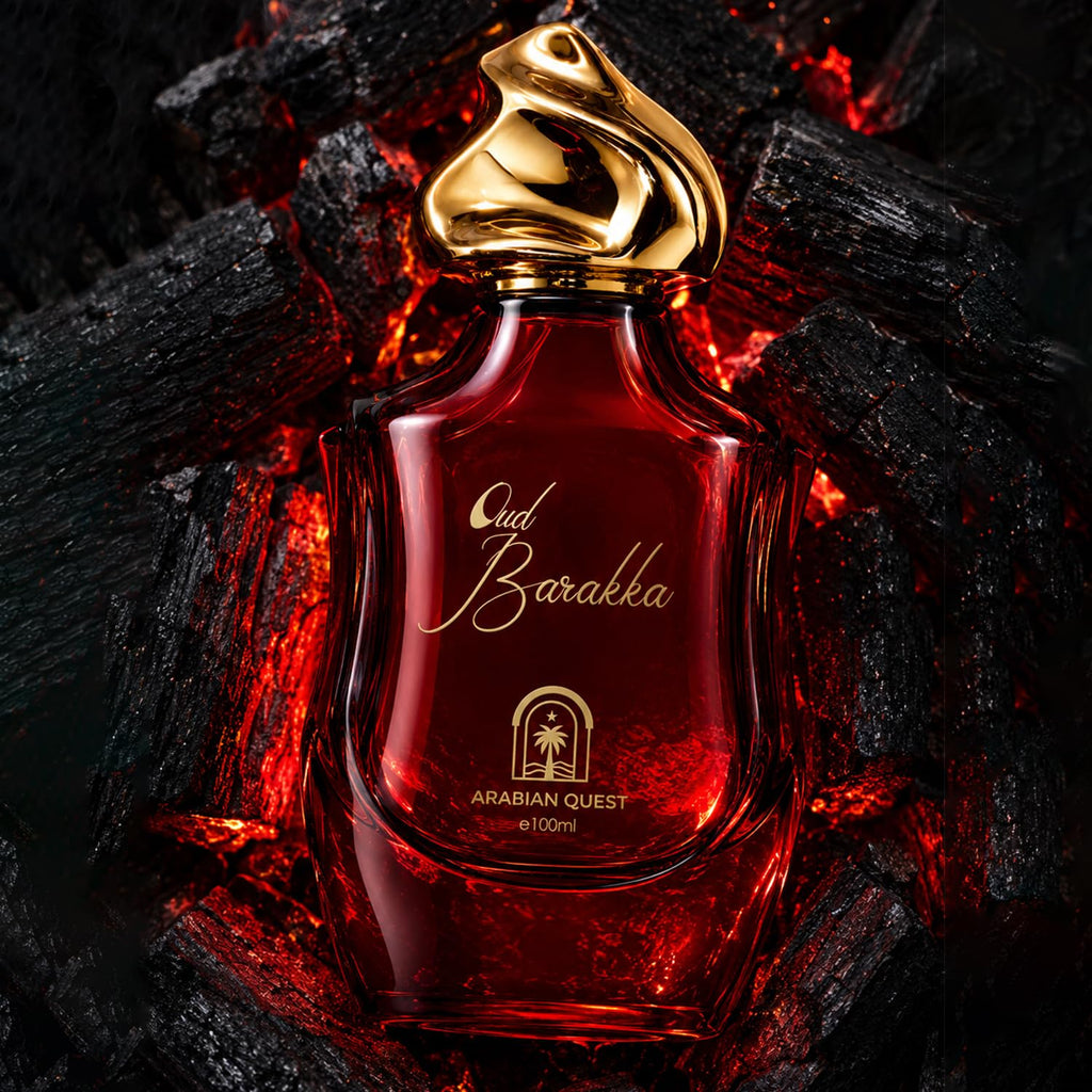 ARABIAN QUEST OUD BARAKKA Extrait de Parfum 100ml (3.3 Fl Oz) | Long-Lasting Niche Unisex Floral Woody Oriental Fragrance with Bulgarian Rose, Guaiac Wood & Agarwood