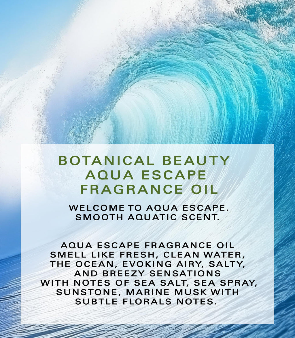 Botanical Beauty AQUA ESCAPE FRAGRANCE OIL ROLL-ON 0.338 Fl Oz 10 ml Rollerball Perfume, Long Lasting an luxury scent, blends of Ocean, Clean Water, Sea Spray, Sunstone, Salty, Sea Salt, Marine Musk