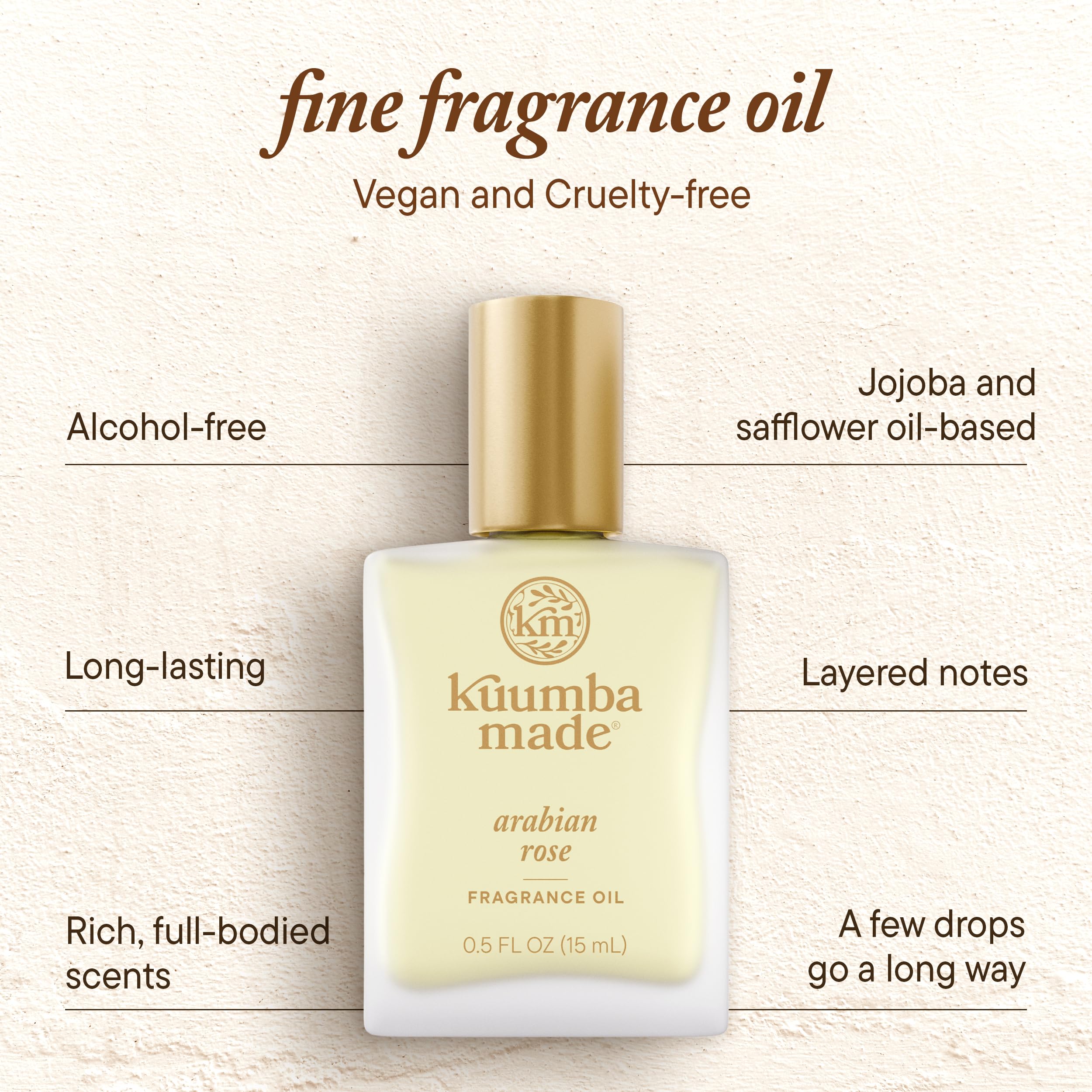 Kuumba Made Arabian Rose Fragrance Oil, Long-Lasting Scented Oil Perfume Roller, Vegan, Alcohol-Free, 0.5 oz