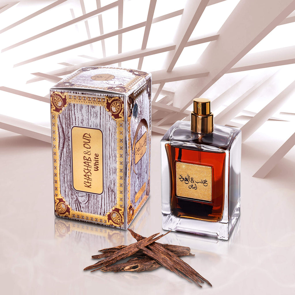 ARABIYAT Khashab & Oud White and Gold – Perfume for Men and Women | Arabian Oudh unisex Cologne |Sweet Middle Eastern Frangrance | Amber, Woody & Cedar Eau De Parfum