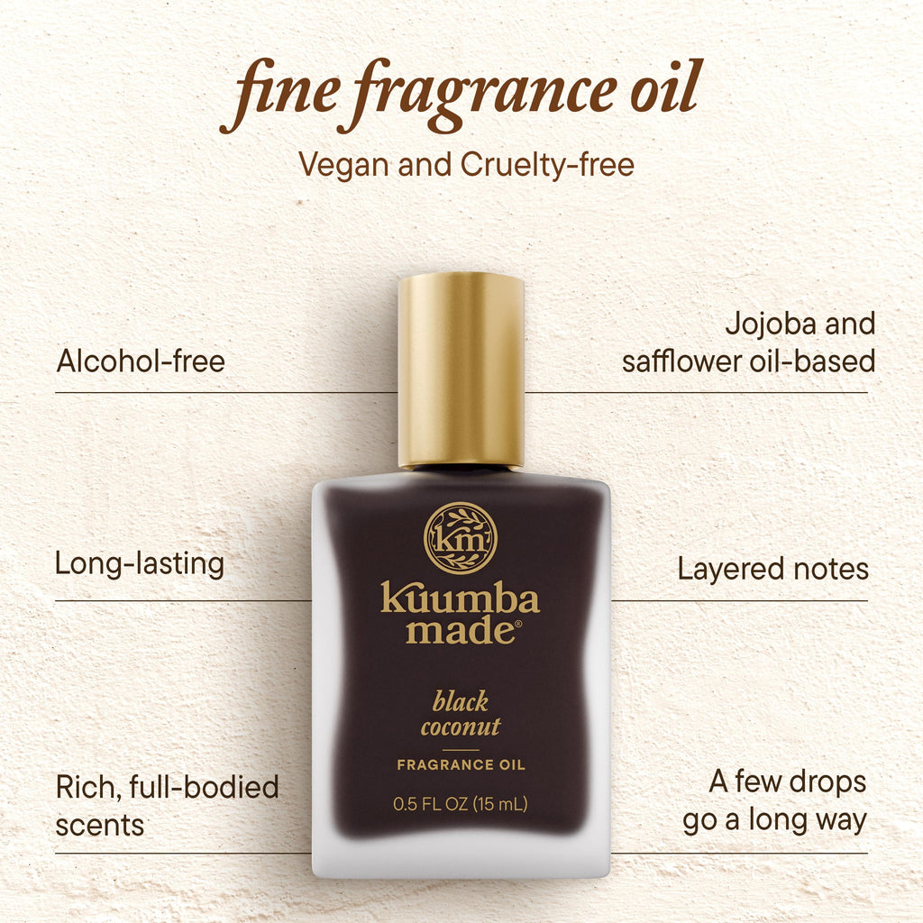 Kuumba Made Black Coconut Fragrance Oil, Long-Lasting Scented Oil Perfume Roller, Vegan, Alcohol-Free, 0.5 Fl Oz Fl Oz