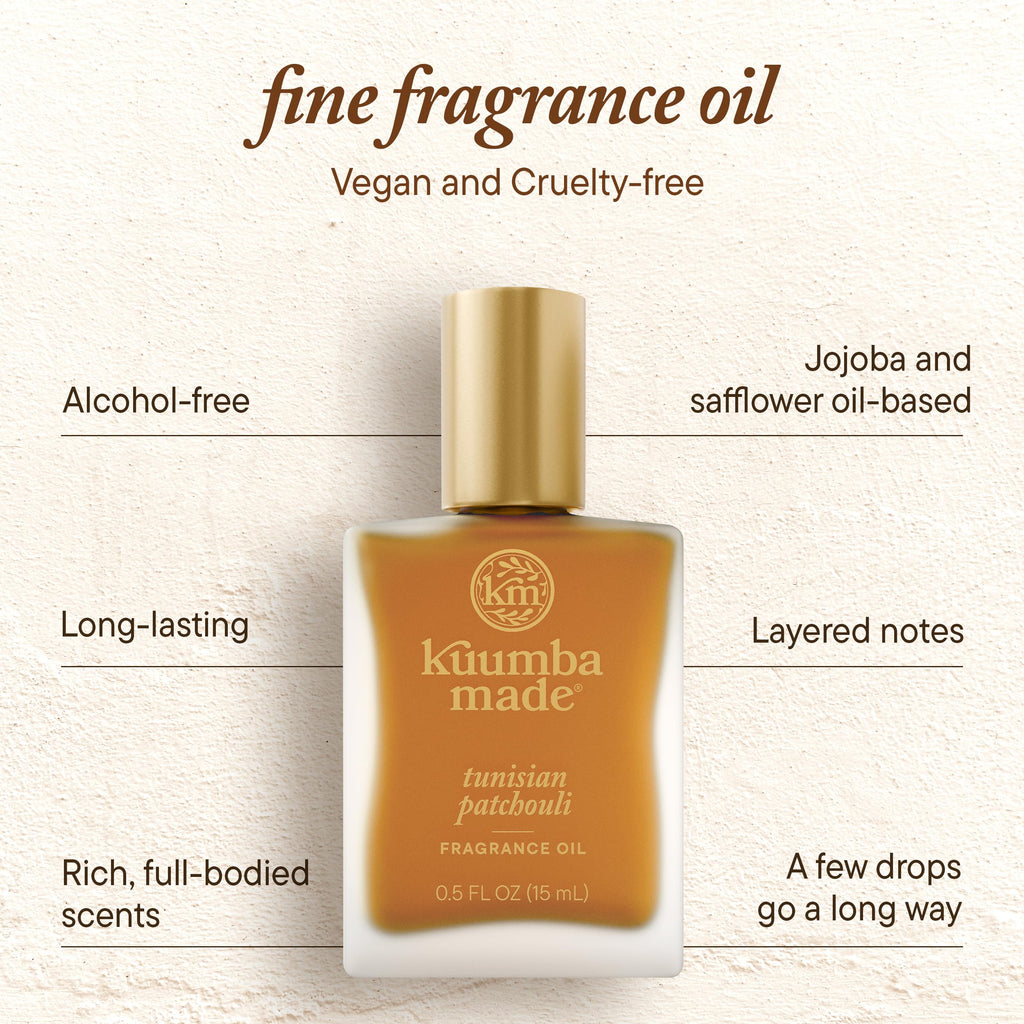 Kuumba Made Tunisian Patchouli Fragrance Oil, Long-Lasting Scented Oil Perfume Roller, Vegan, Alcohol-Free, 0.5 oz