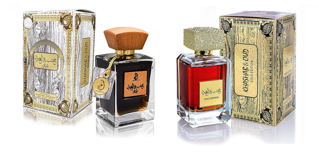 ARABIYAT Khashab & Oud White and Gold – Perfume for Men and Women | Arabian Oudh unisex Cologne |Sweet Middle Eastern Frangrance | Amber, Woody & Cedar Eau De Parfum
