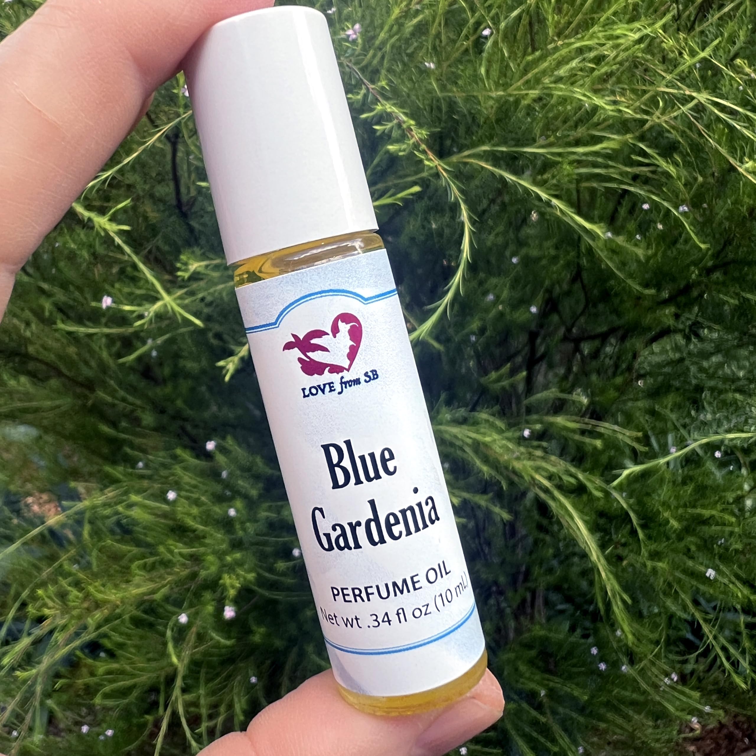 Blue Gardenia Perfume Oil | .03 oz/10 ml Roll On Bottle with Organic Jojoba Oil | Made in Santa Barbara, California (Blue Gardenia)