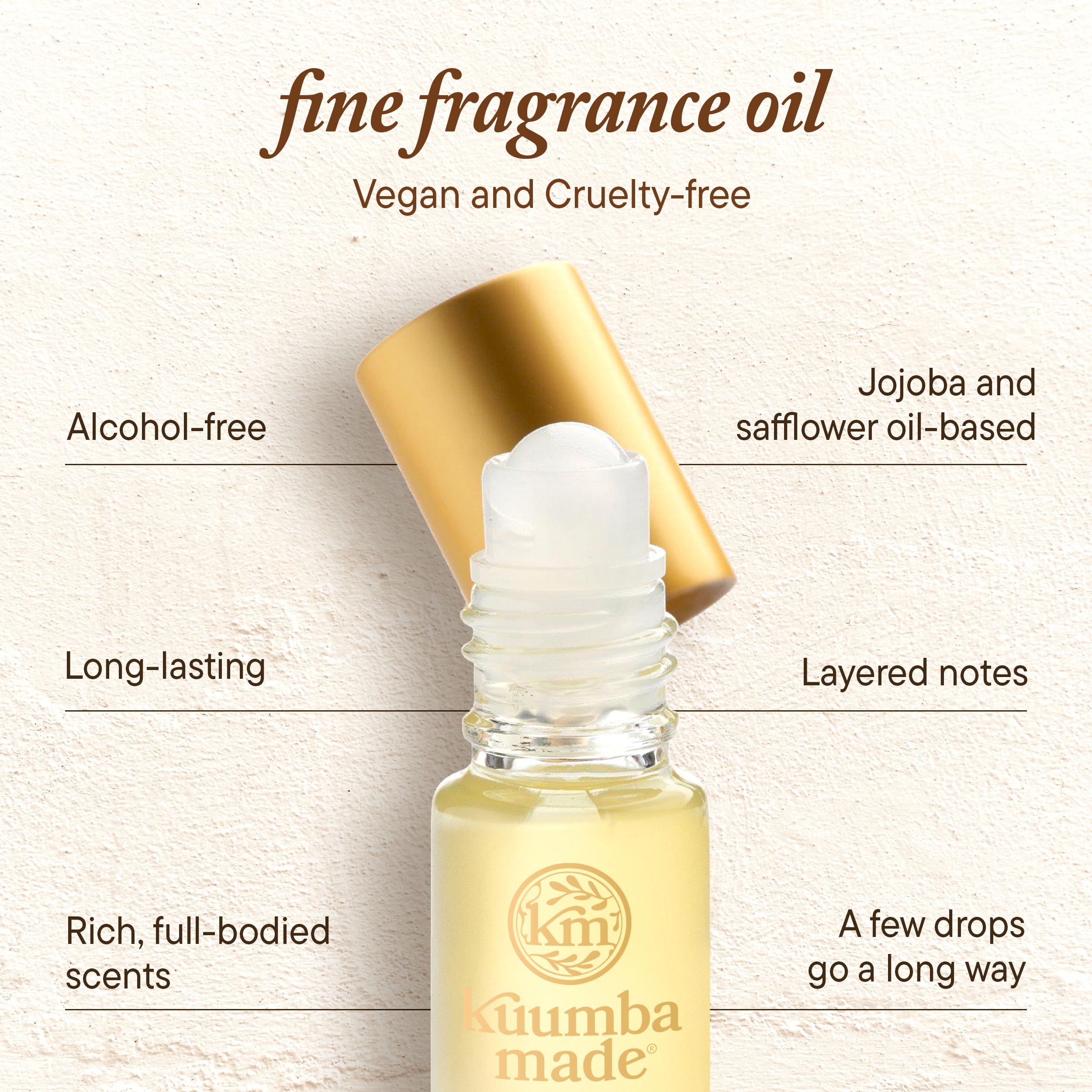 Kuumba Made Tunisian Jasmine Fragrance Oil, Long-Lasting Scented Oil Perfume Roller, Vegan, Alcohol-Free, 0.15 Fl Oz