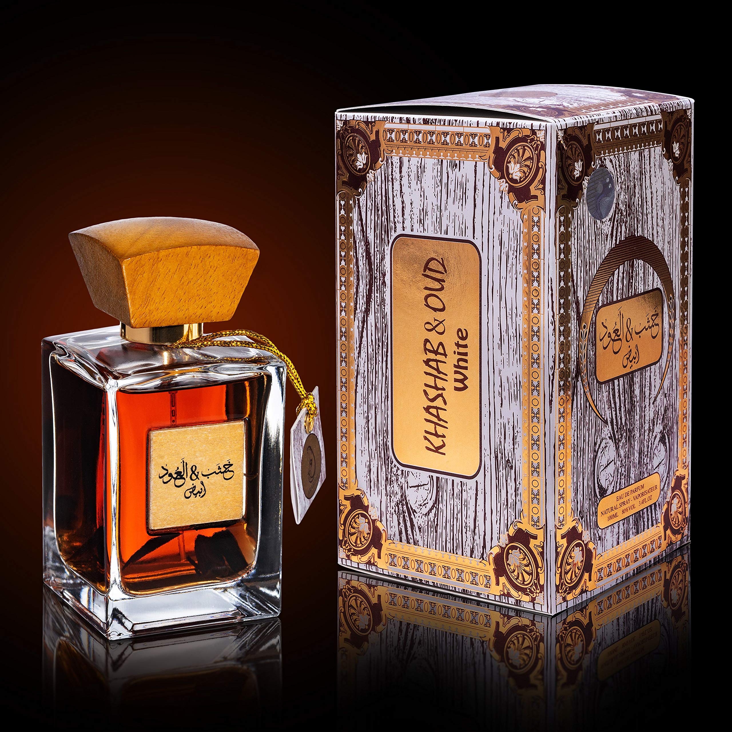 ARABIYAT Khashab & Oud Eau De Parfum White & Gold or Oud Wood Incense Set - Unisex Fragrance with Amber & Cedar Notes, Long-Lasting Agarwood Incense for Meditation and Relaxation